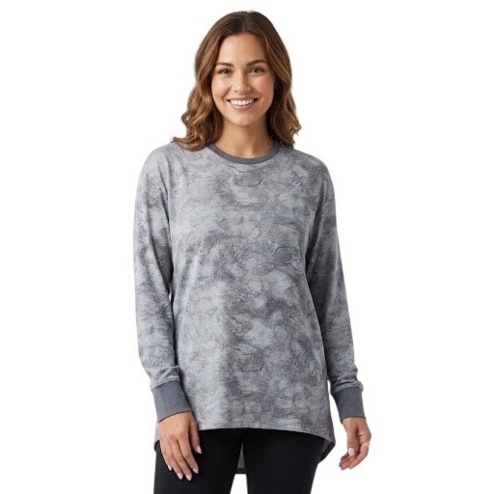 LuLaRoe Womens XL Gray Marble Tie Dye Long Sleeve Tunic Top Crew Neck Pullover